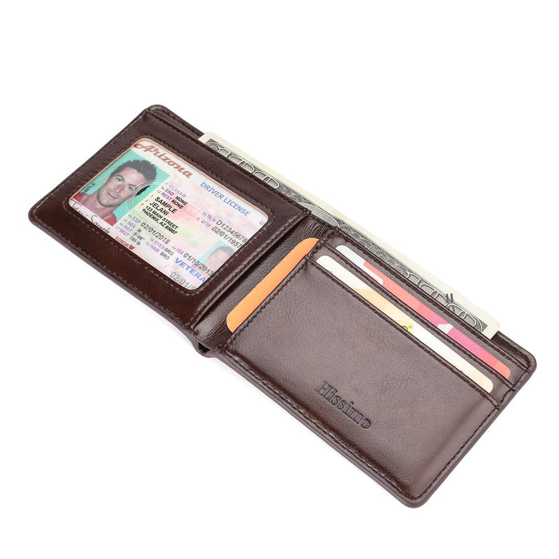 [Australia] - Mens Slim Front Pocket Wallet ID Window Card Case with RFID Blocking Bright A09 Deep Coffee 