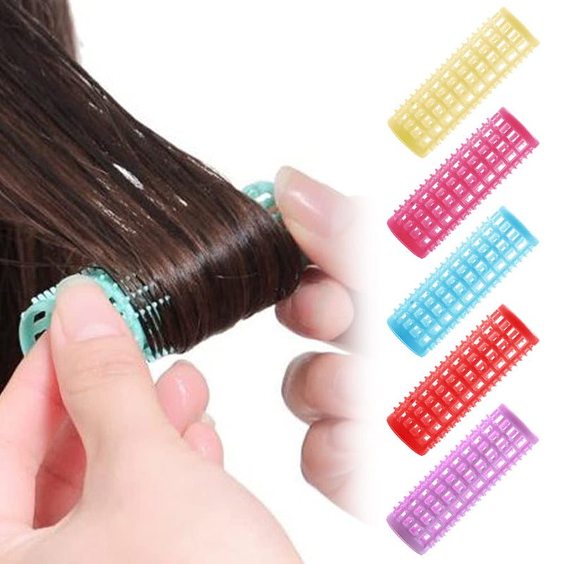 [Australia] - 24 Pcs Plastic Brush Hair Rollers Self Grip Hair Rollers with Roller Pins Mesh Hair Rollers for Women Girls Hair（Random Color） 