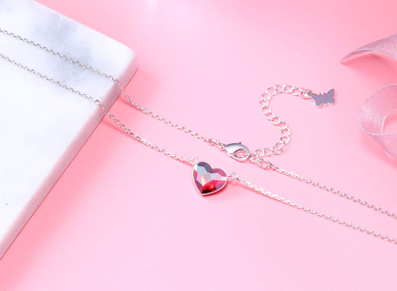 [Australia] - PLATO H Heart Pendant Necklace with Crystals from Swarovski for Women Girl Dainty Jewelry Gift Anniversary Wife Birthday Lover Sweetheart Valentines Day Mothers Red 