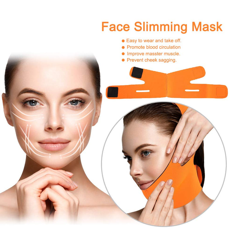 [Australia] - Face Slimming Belt, Facial Intense Lifting Double Chin Reducer Bandage Belt Mask Face-Lift Double Chin Skin Strap(Orange) 