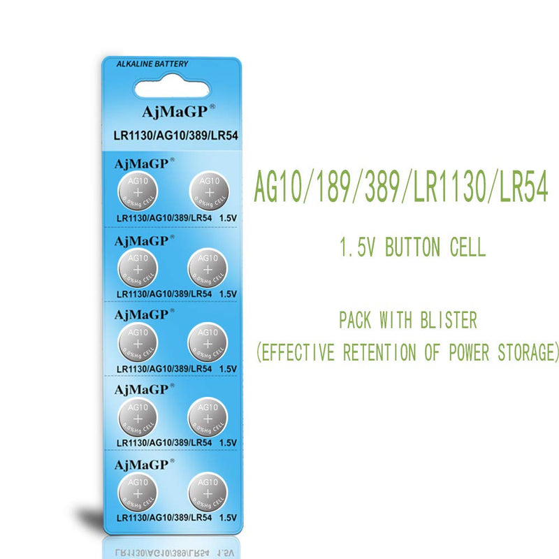 [Australia] - AjMaGP 10 Pack AG10 389A LR1130 LR54 L1131 SR1130 1.5v Button Cell Coin Battery 