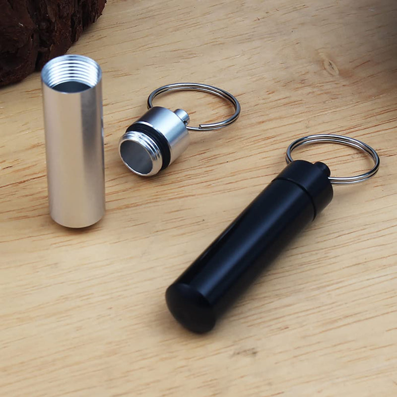 [Australia] - 3Pcs 49 x 17mm Mini Box Keyring-Waterproof Aluminum Travel Small Holder Keychain Portable Mini Box Case Bottle Container Sliver Color 