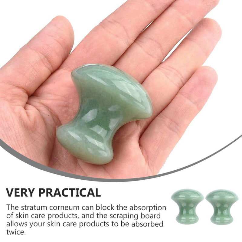 [Australia] - SOLUSTRE Scraping Massage Tool Jade Chakra Healing Relaxing Stone Mushroom Shape Guasha Facial Massager Good for Eye Face Neck Skin Body Beauty Spa (2Pcs, Green) 
