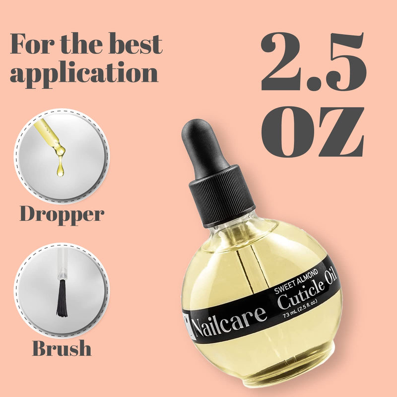 [Australia] - C CARE Sweet Almond Cuticle Revitalizing Oil 2.5 oz - Moisturizes and Strengthens Nails and Cuticles - Soothing and Nourishing - Paraben and Cruelty Free with Natural Ingredients - Dropper & Brush included 