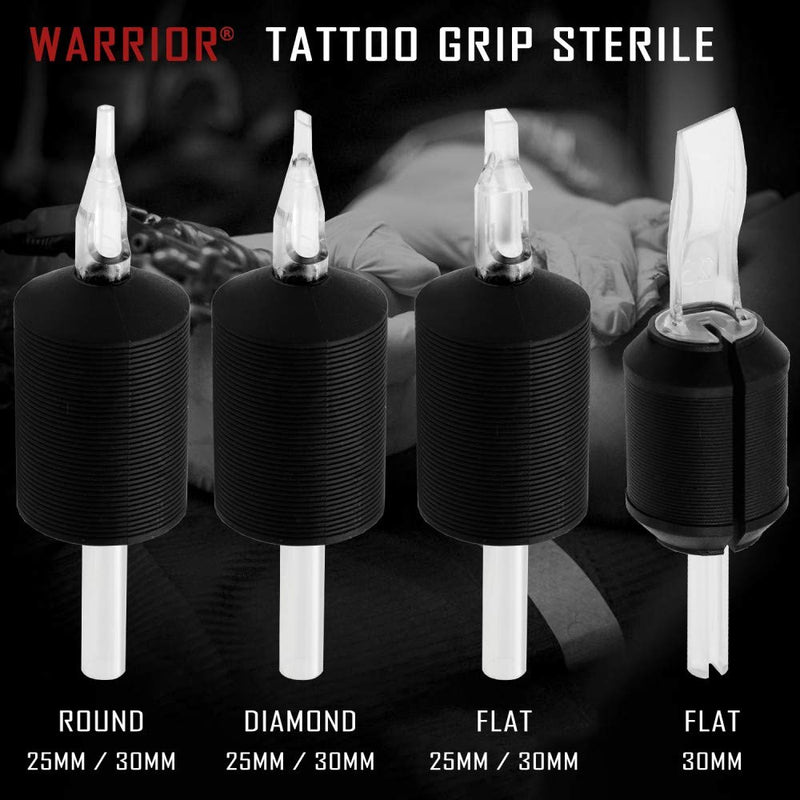 [Australia] - WARRIOR Tattoo Tubes/Disposable Tattoo Grip with Long Tip in Soft Rubber 30mm Round/Liner Shader Pack of 15 pcs (1.2/5R) 5R/30mm/15 pz 