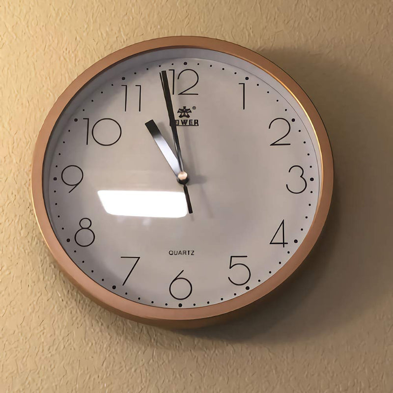 [Australia] - Laigoo 10 Inch Modern Wall Clock Decorative Non-Ticking - Silent Quartz Movement Battery Operated Analog Clock Round for Bedroom, Home, School, Office(Gold) Gold 