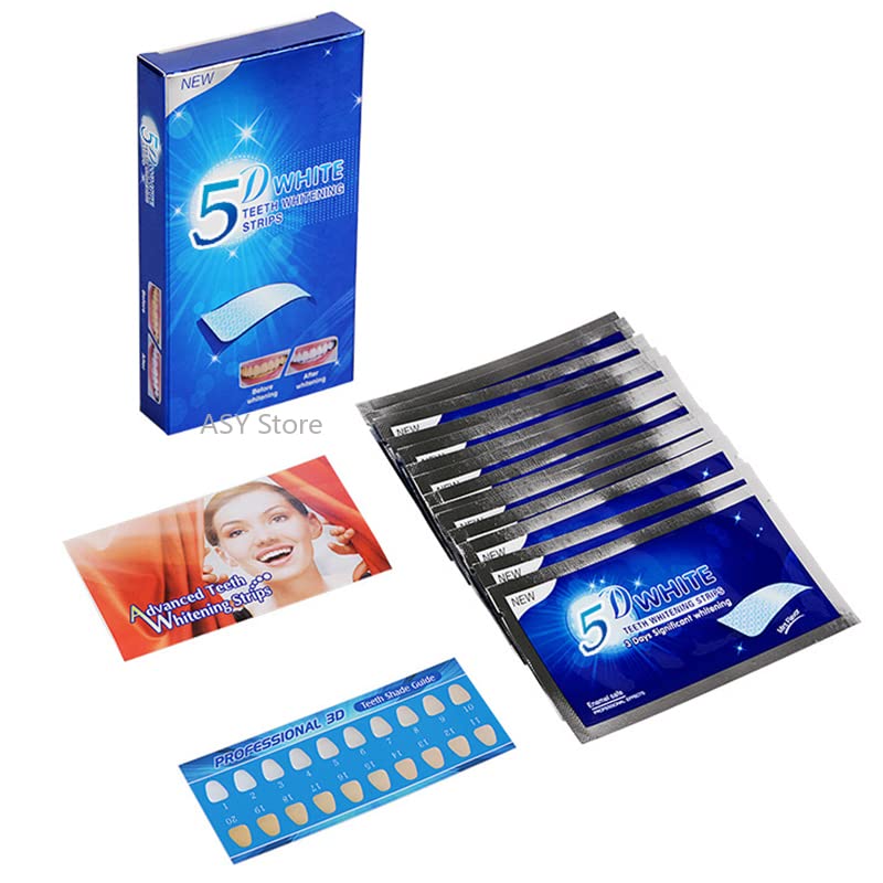 [Australia] - 5D Teeth Whitening Strips 28 Strong Strips with Peroxide Free Gel, Remove Dental Stains Plaque & Scale, Whiten Yellow Teeth Two Weeks Whitening Treatment 