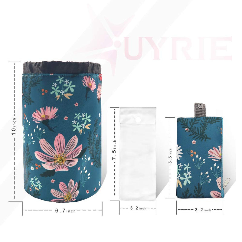 [Australia] - UYRIE Portable Makeup Toiletry Cosmetic Travel Organizer Bag, Large Drawstring Hanging Packing Bag for Women Girl Men, Lightweight Multifunctional Barrel Shaped Storage Bag (Pink Flower) Pink Flower 