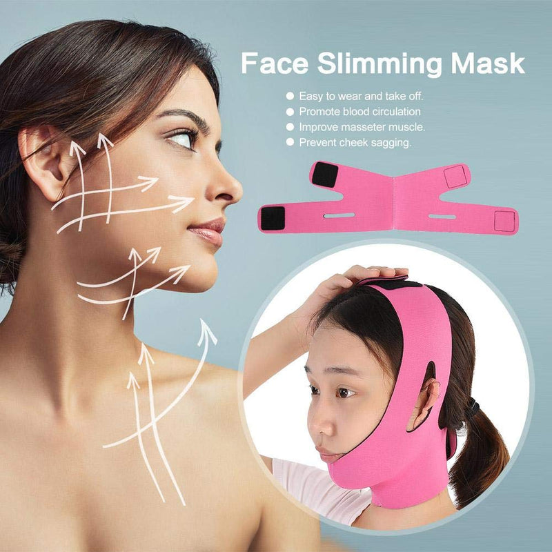 [Australia] - Face Slimming Strap, Double Chin Skin Bandage Reducer Face Facial Lifting Slimming Belt Face Slimming Belt for Women(Rose Red) Rose Red 