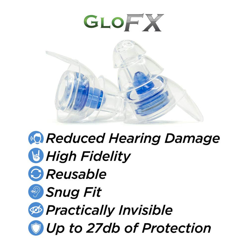 [Australia] - GloFX Ear Plugs - Comfortable Hearing Protection for Music Events Concerts and Festivals - Musician Noise Cancelling Reusable Earplugs High Fidelity 