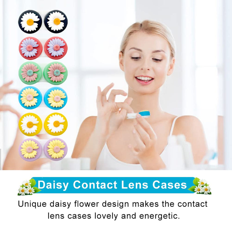 [Australia] - Contact Lens Cases, Daisy Contact Lens Holder Case Flower Colorful Contact Lens Case Contact Lenses Holder Portable Contact Lens Container for Travel Home(6 Pack) 