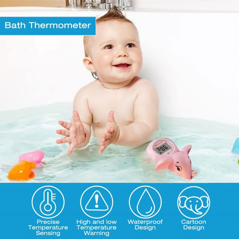 [Australia] - Doli Yearning Elephant Baby Bath Thermometer, bath temperature thermometer, in bath thermometer, bath thermometer newborn, in Fahrenheit and Celsius - Pink 