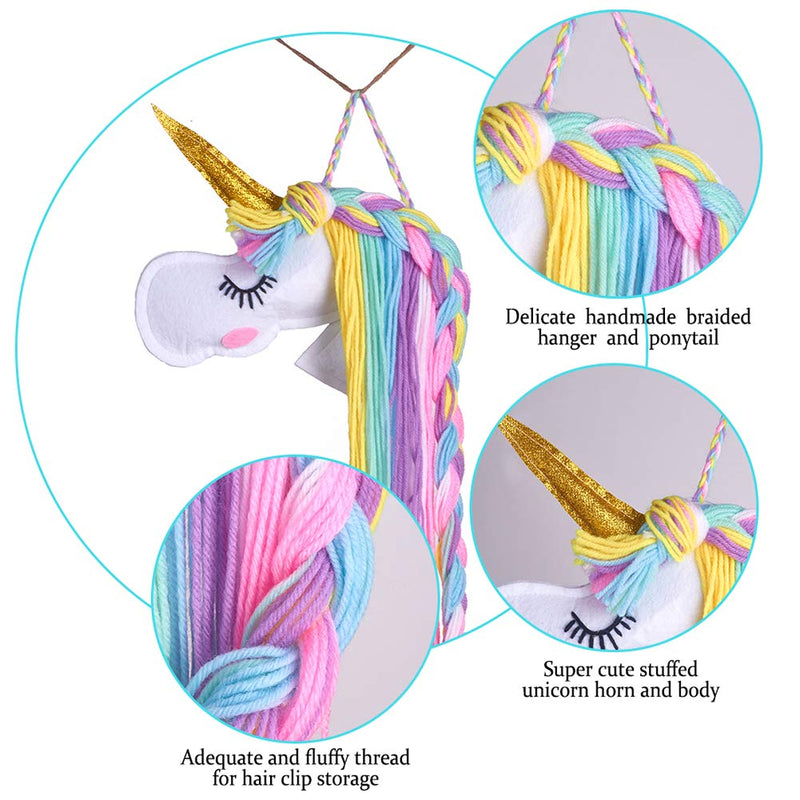 [Australia] - GORGECRAFT 1pc Unicorn Hair Bow Holder Colorful 35inch Long for Girls Wall Hanging Decor Baby Hair Clip Hanger Organizer 