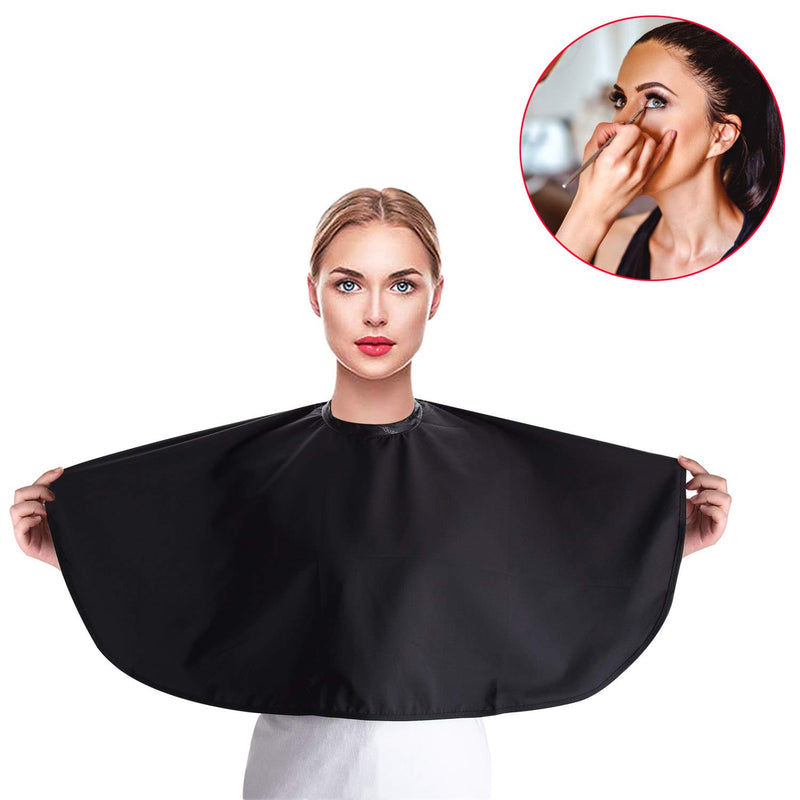 [Australia] - Noverlife Black Makeup Cape, Chemical & Water Proof Beauty Salon Shorty Smock for Clients, Lightweight Comb-out Beard Apron Shortie Makeup Bib Styling Shampoo Cape for Makeup Artist Beautician 