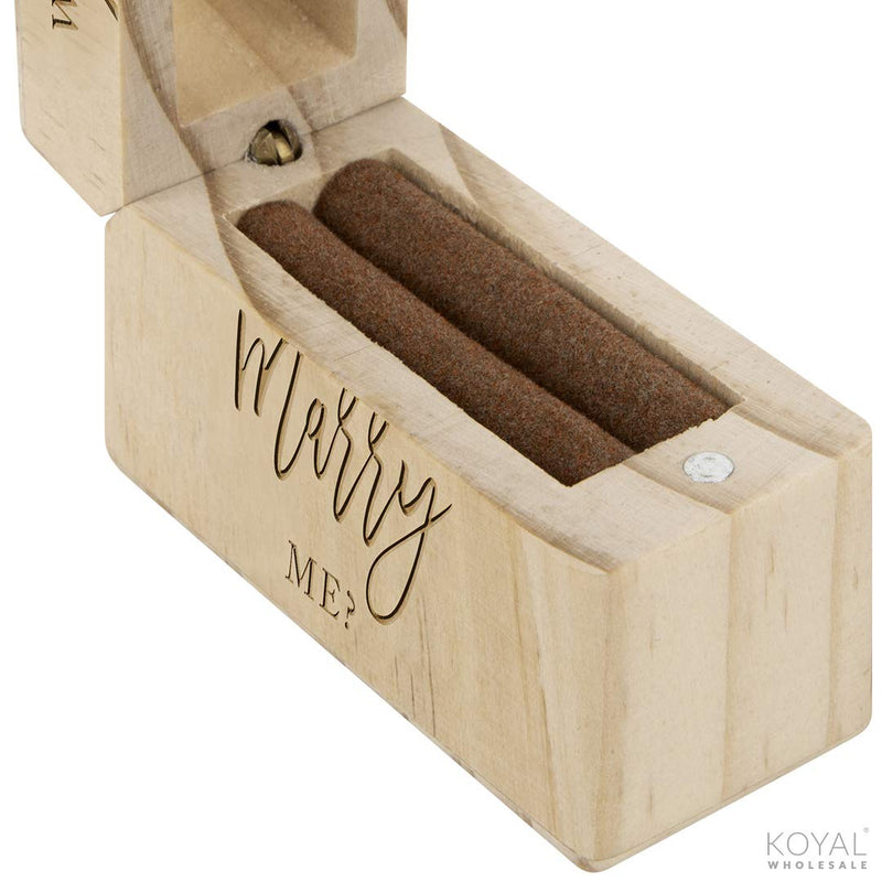 [Australia] - Koyal Wholesale Engraved Real Wood Slim Ring Box, Wedding Engagement Proposal Ring Box, Discreet Thin Ring Box With Hinge (Will You Marry Me?) Will You Marry Me? 
