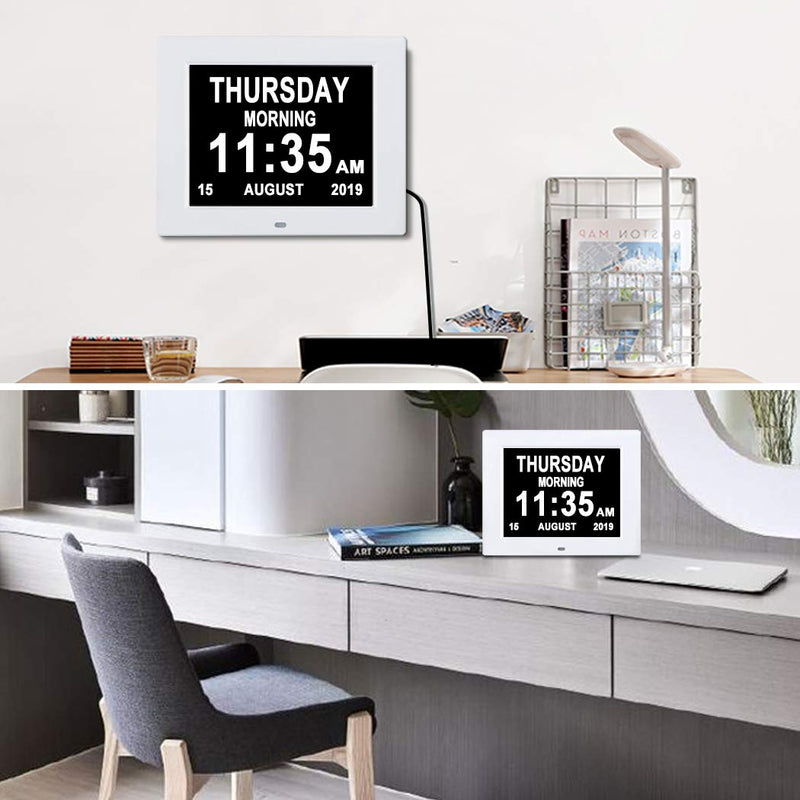 [Australia] - SSINI【2022Upgraded】 Digital Day Date Time of Week Clock with 8 Alarm Options, Large Display Extra Large Non-Abbreviated Day Month Seniors Clock for Dementia Vision Impaired, Elderly, Memory Loss 