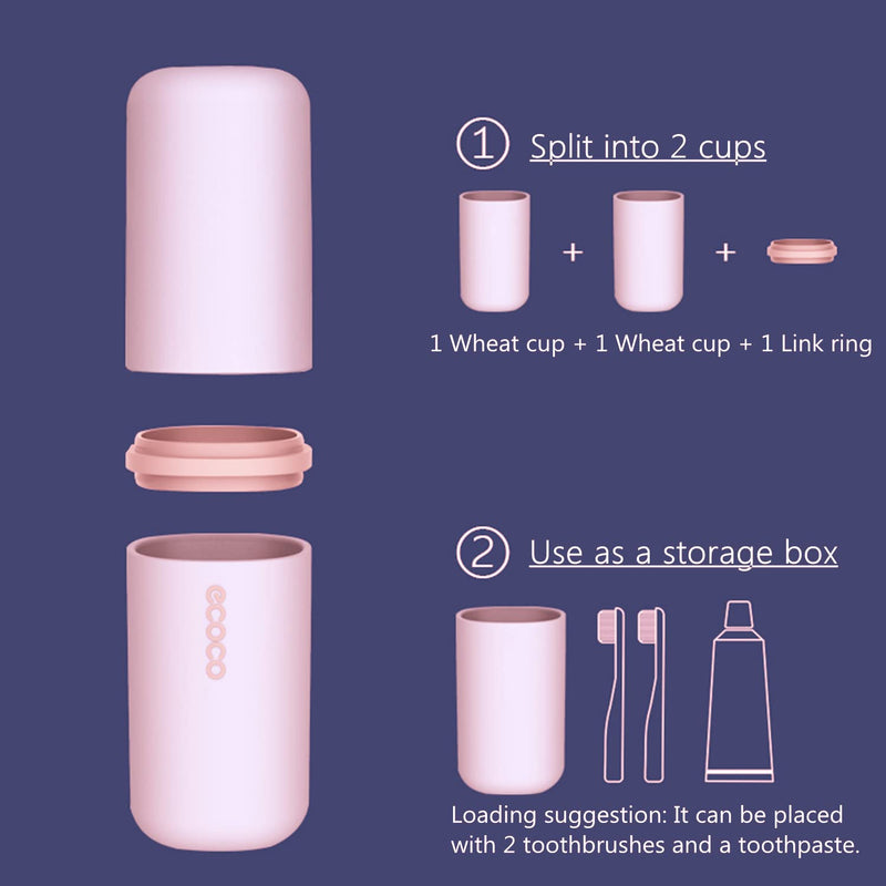 [Australia] - Meiyijia Travel Toothbrush Holder, Toothpaste Holder, Portable, Dustproof, Antibacterial, Toothbrush Case for Travel, Family, Camping, School Pink/1 