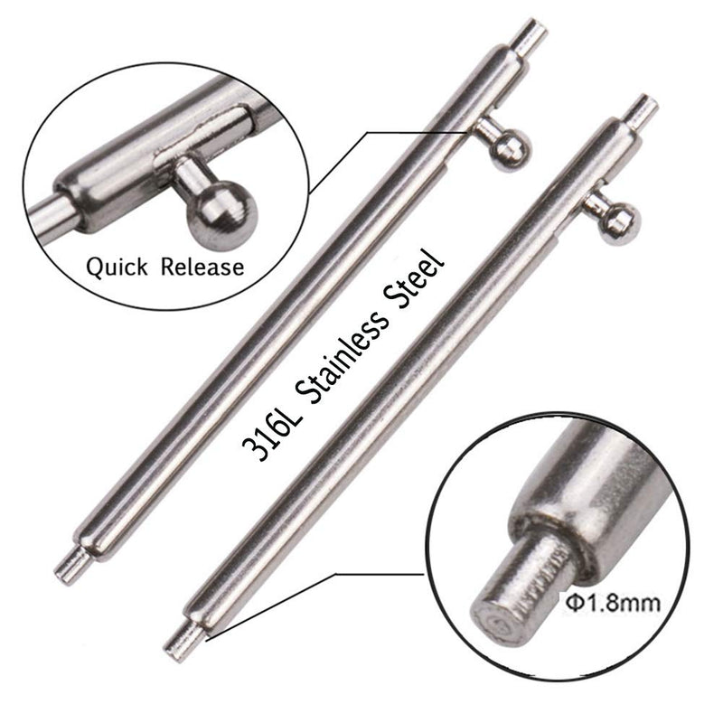 [Australia] - AOKELILY Quick Release Spring Bars Pins-20PCS Stainless Steel Watch Strap Watch Repair Spring Bar Tool 12mm 