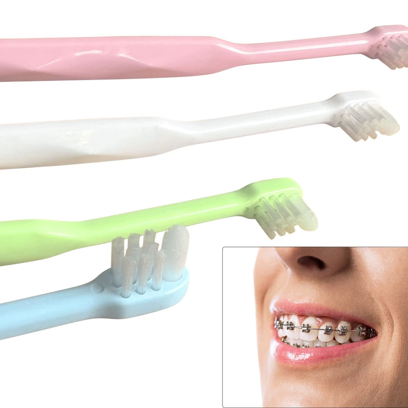 [Australia] - HRASY Orthodontic Toothbrush Small Head End Tuft Toothbrush Tiny Compact Interspace Brush for Braces and Teeth Detail Cleaning, 4 Pieces (C) C 