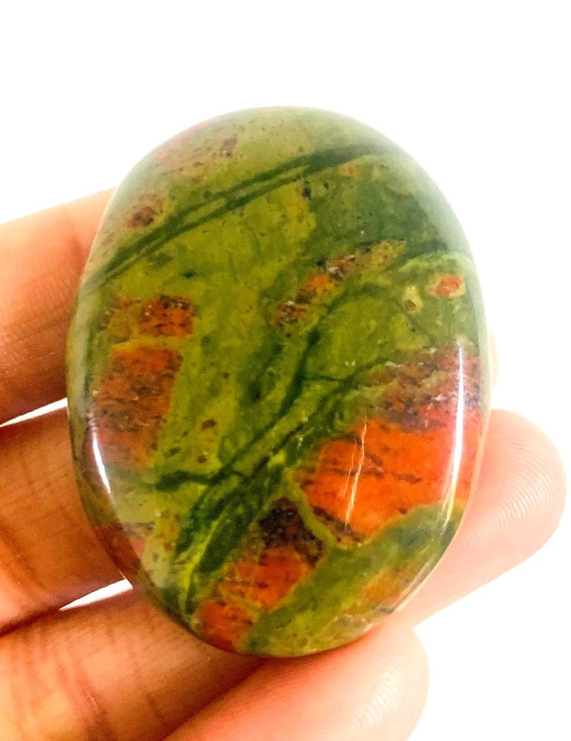 [Australia] - crystalmiracle Unakite Oval Thumb Worry Stone Crystal Healing Gemstone Handcrafted Wellness Energy Reiki Gift Power 