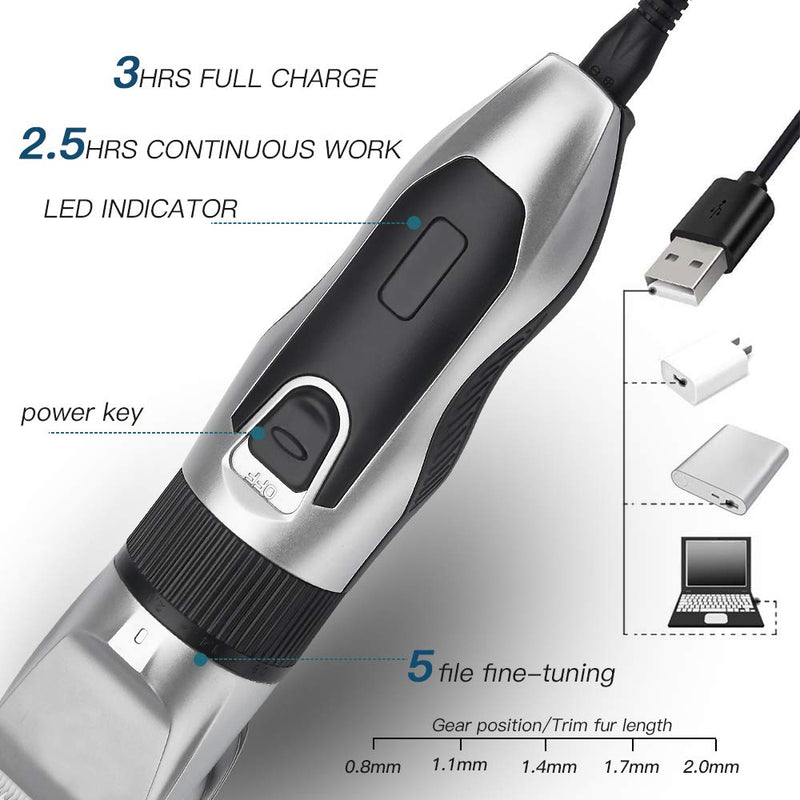 [Australia] - AnsTOP Hair Clippers, Low Noise Home Hair Cutting with Trimmer for Beard and Body, Hair Clippers Professional Hair Trimmer. Silver 