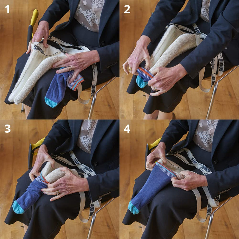 [Australia] - The Helping Hand Company Soxon Sock Aid - Fabric Sock Aid Tool and Stocking Applicator - Easy to Use Sock Puller Aid for Elderly, Disabled, Pregnant Women, Arthritis and Hip Recovery, White Single 