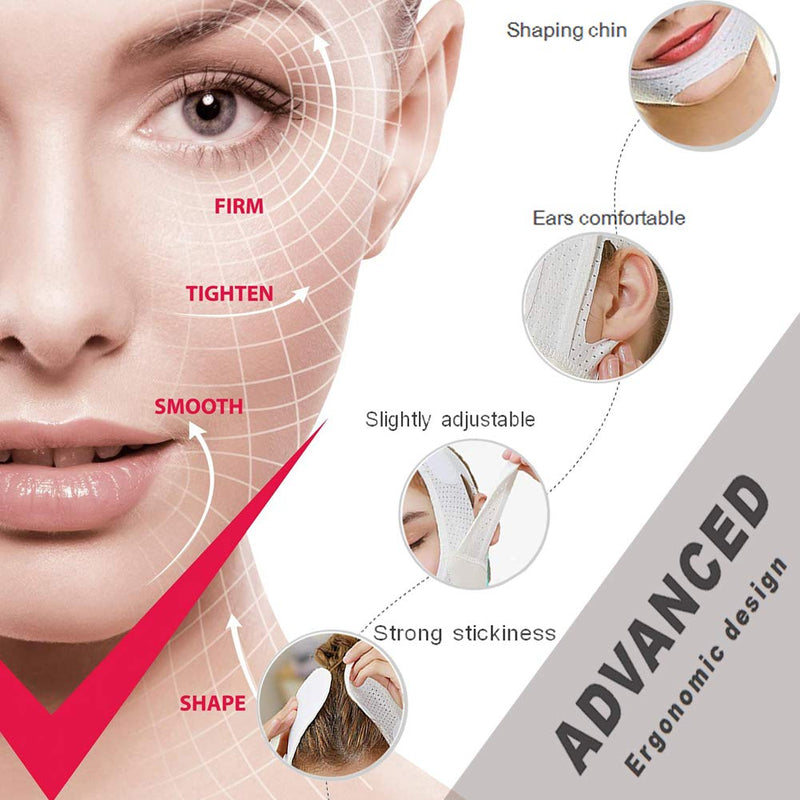[Australia] - Face Slimming Strap,Reusable Face Lift Chin Up Tape,Breathable Face Lifting Bandage,Pain-Free Jawline Shaping Band，V-Line Skin Firm Mask,Anti-Sagging-Aging-Wrinkle-Snore Belt for Women and Men,Korean Design 