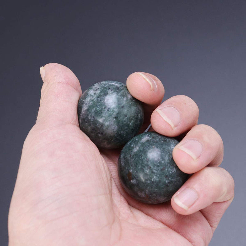 [Australia] - ROSENICE 2pcs Natural Stone Massage Ball Meditation Fitness Hand Exercise Healing Ball for Hand Therapy Stress Relief (Black) 