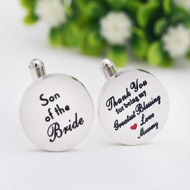 [Australia] - Melix Home Son of The Bride Cuff Links - Thank You for Being My Greatest Blessing Cuff Links Grey 