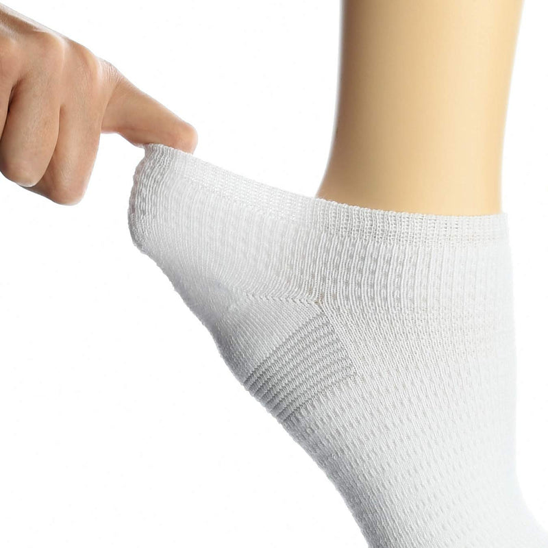 [Australia] - Doctor's Choice Diabetic Socks for Men, Seamless Ankle Socks with Non-Binding Top, Aloe Infused, Provides Extra Comfort for Gout, No Show, 2 Pairs, White, X-Large, Size 13-15 