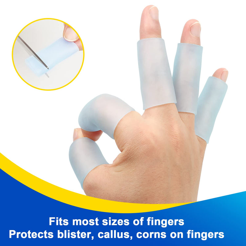 [Australia] - Sumifun Gel Finger Protector, 8 Pcs Silicone Finger Sleeves for Corns, Fingernails Loss, Friction Pain Relief, Blue 