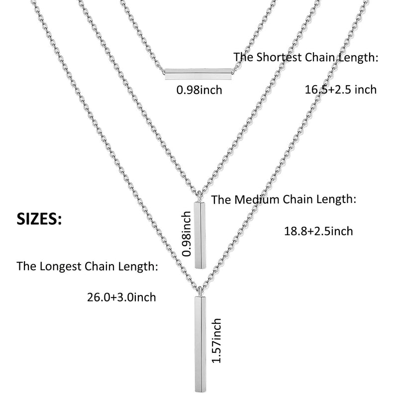 [Australia] - CEALXHENY Layered Chain Necklaces for Women Girls Boho Vertical Bar Pendant Necklace Set Minimalist Y Necklaces for Beach Parties Summer Jewelry Set C Silver 