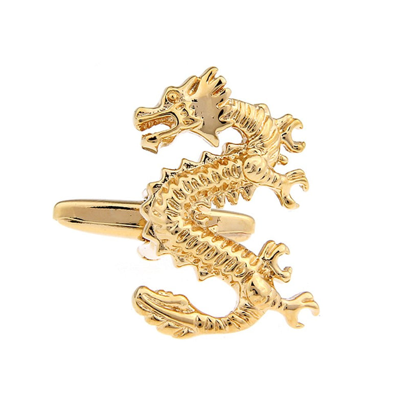 [Australia] - Chinese Dragon Symbol Character Cufflinks Gold Dragon Symbol 