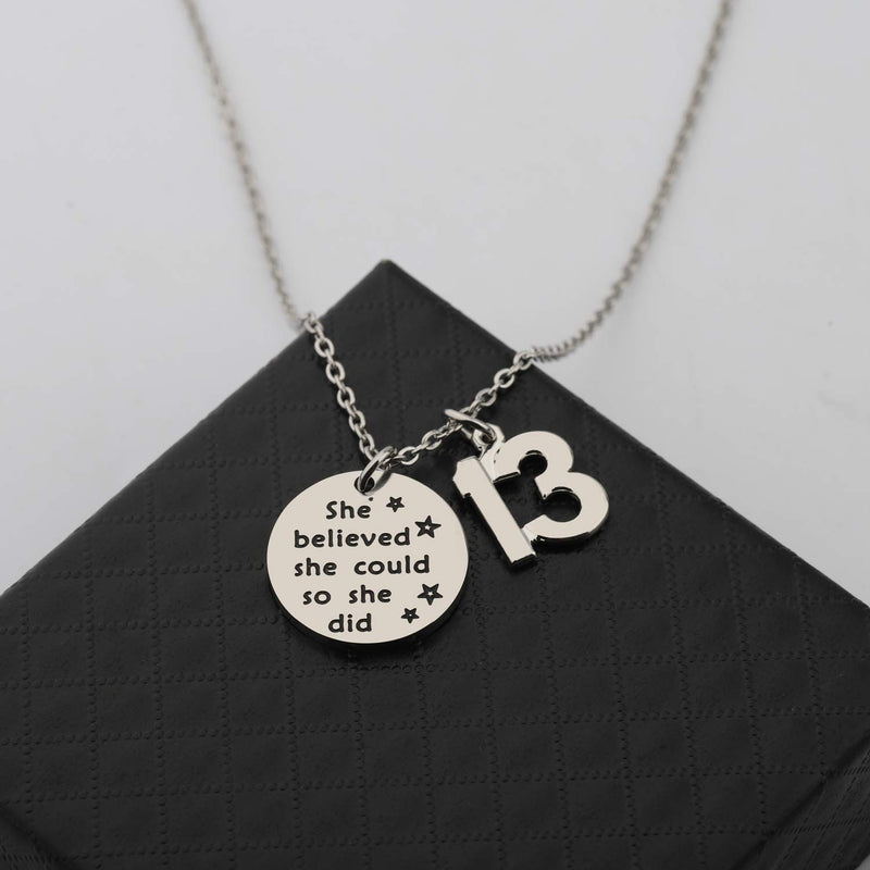 [Australia] - CHOORO She Believed She Could So She Did Birthday Gifts for Her Birthday Necklace Number Necklace for Birthday 13th 16th 21st Gift 13 
