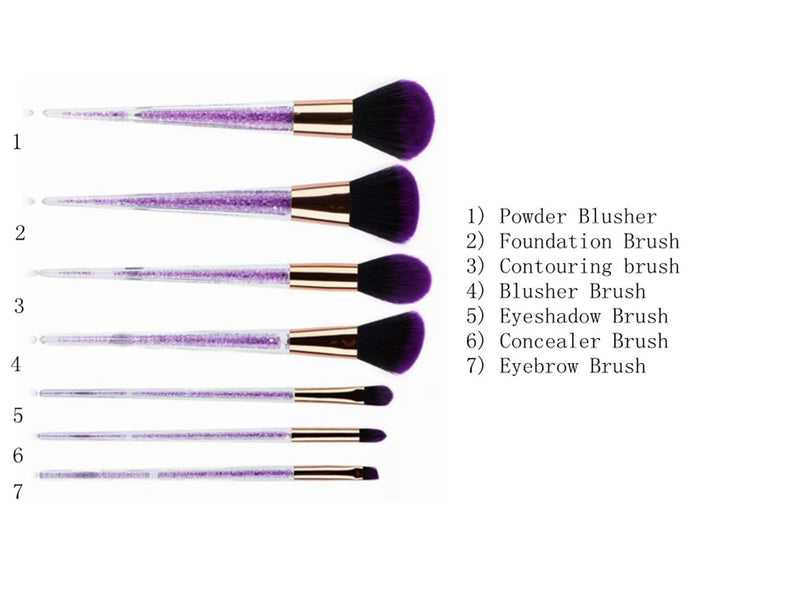 [Australia] - Makeup Brushes 7pcs Crystal Makeup Brush Set Premium Synthetic Artificial Fibres Foundation Brush Blending Face Powder Blush Concealers Eye Shadows Make Up Brushes Kit 