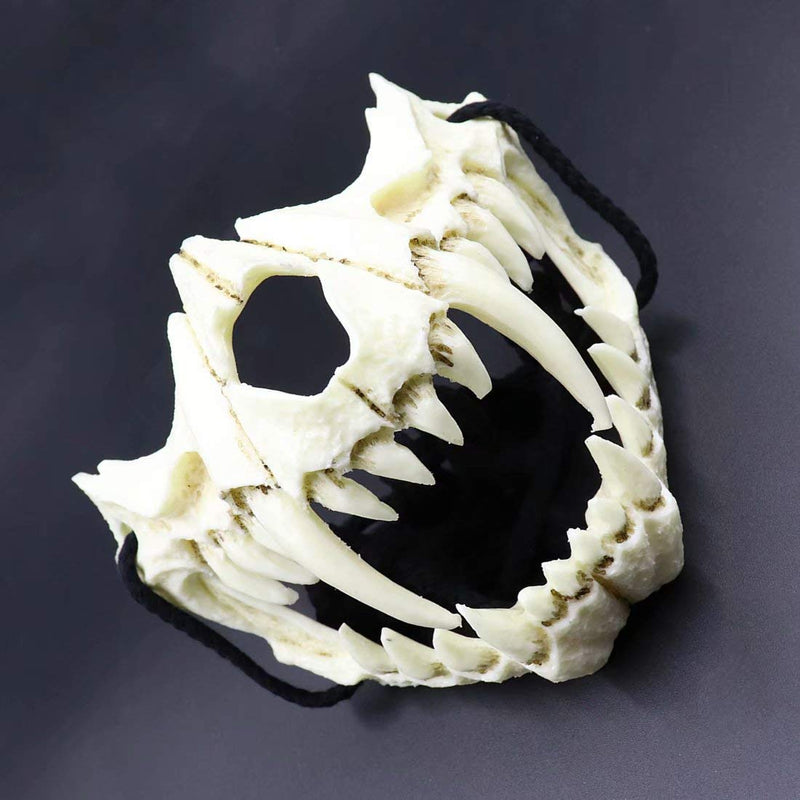 [Australia] - Japanese Mask - Tiger Ye Yaksha Dragon God Tengu Black Tortoise, Resin Latex Skull Scary Horror Ninja Mask Costume Props A.resin Tiger Mask-white 