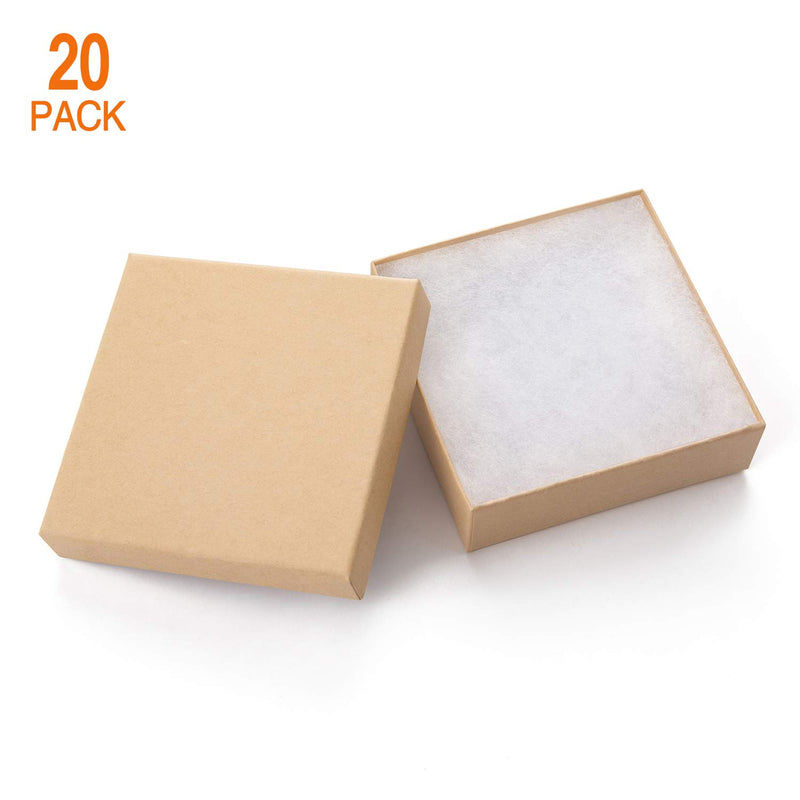 [Australia] - Giftol 20 Pack 3.5x3.5x1 Inch Cardboard Jewelry Boxes,Small Gift Boxes for Jewelry Earrings Necklaces Handmade Bangles Bracelets(Brown) Brown Pack of 20 