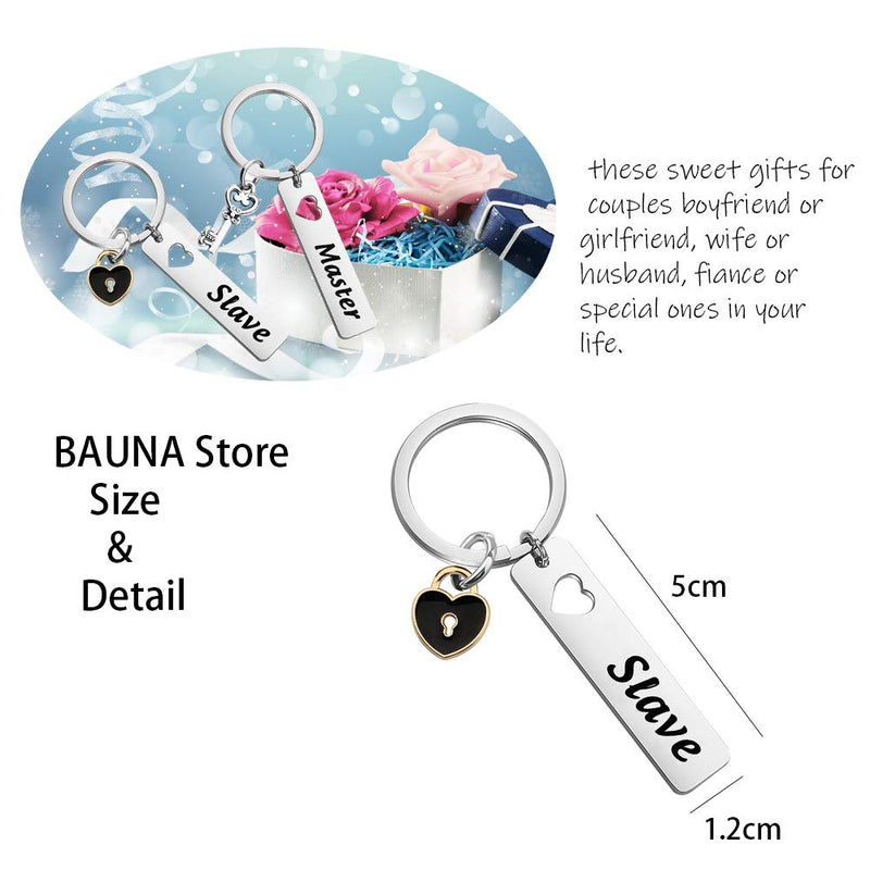 [Australia] - BAUNA Couple Gifts for Boyfriend and Girlfriend Master Slave Keychain Funny Matching Couple Keychains Set for Him and Her Master Slave Keychain Set 