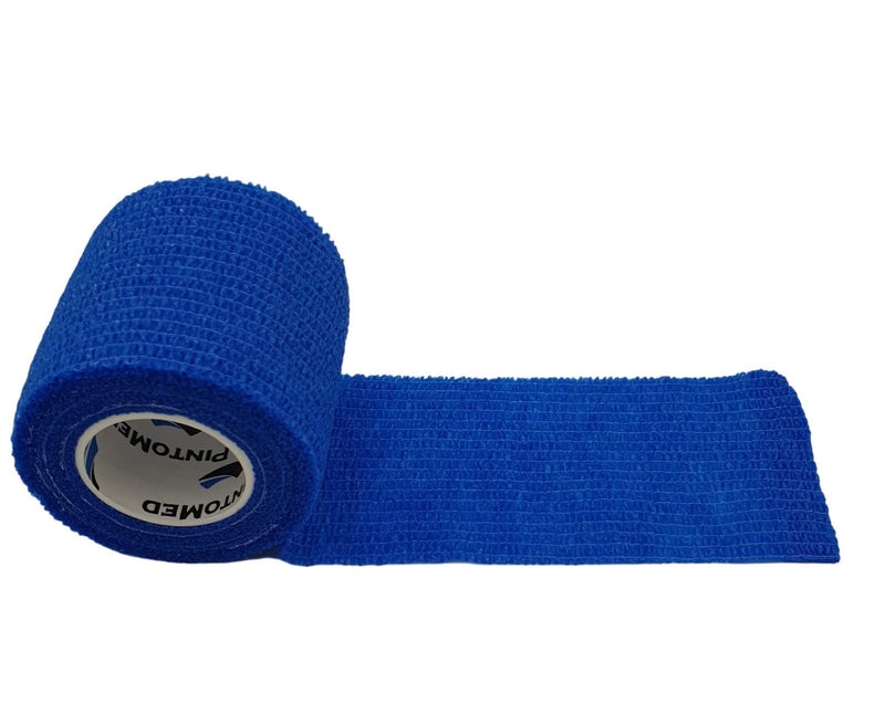 [Australia] - PintoMed - BLUE Cohesive Bandage Stretched 6 Rolls x 5cm x 4.5m Self-adhesive Flexible Bandages, Professional Quality, First Aid Sports Wrap Bandages - Pack of 6 