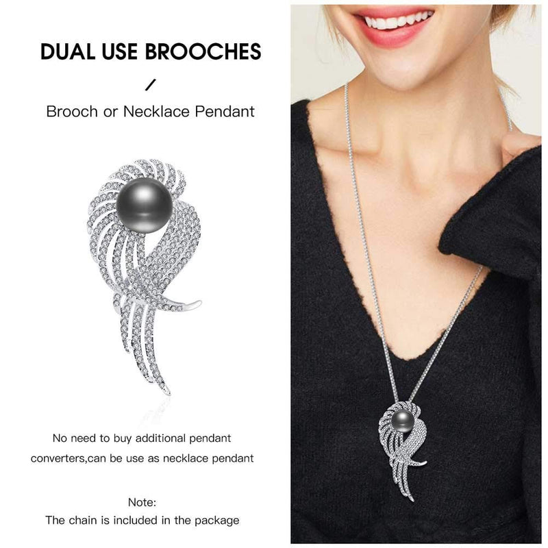 [Australia] - Rainbow Box Brooch Pins for Women,Black Pearl Zircon Jewelry Women's Brooches & Pins Black 