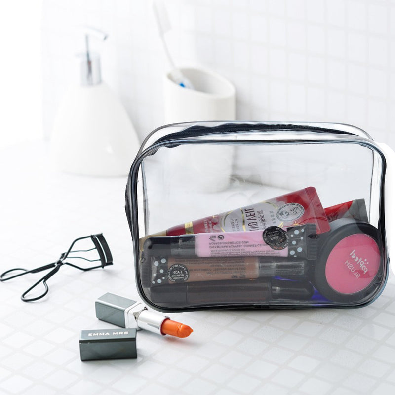 [Australia] - 5 Packs Clear Cosmetics Bag Make-up Bags Organizers, Wobe PVC Zippered Toiletry Carry Pouch Portable Makeup Bag for Vacation Travel, Bathroom and Organizing Waterproof Makeup Zipper Bag Vinyl Plastic 