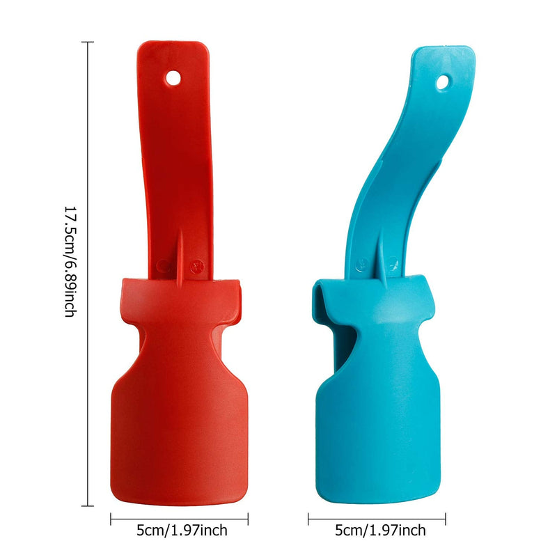 [Australia] - 4 Pieces Lazy Shoe Helper Portable Sock Shoe Slider Travel Handled Shoe Horn Shoe Lifting Wearing Helper Tool Easy on Easy Off Plastic Shoehorn One Size Fits Most Shoes All Age, Blue/Red 