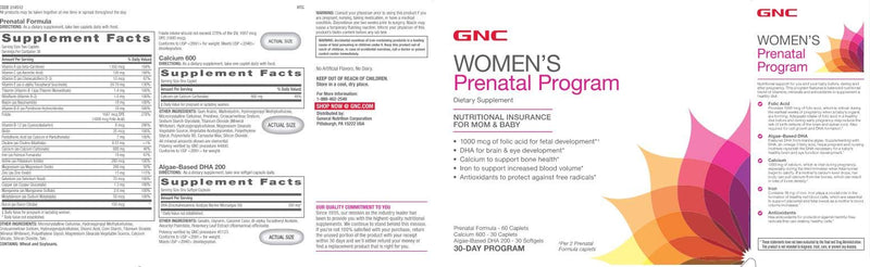 [Australia] - GNC Women's Prenatal Program | Daily Supplement System | Supports Healthy Development for Your Baby with Zinc & Iron for Fetal Needs | Targeted Prenatal and Pregnancy Essentials | 30 Packs 
