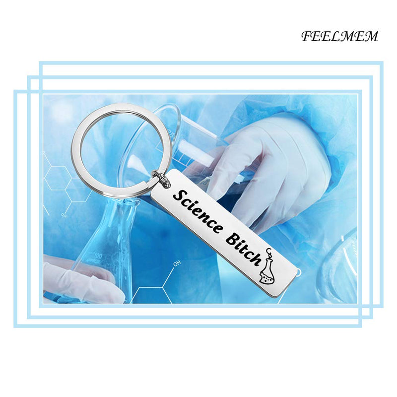 [Australia] - FEELMEM Chemist Gift Biology Chemistry Gift Science Bitch Funny Keychain Chemistry Science Jewelry Science Tech Jewelry Gift for Scientist Biology Student Science Lover silver 