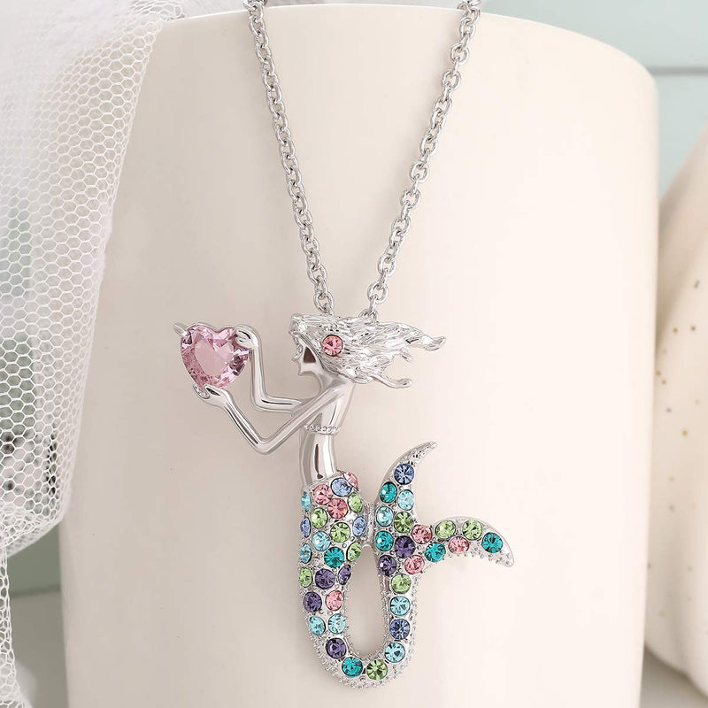 [Australia] - Mermaid Necklaces for Girls Kids Birthday Gift Pendant Necklace for Teens Girls Colorful 
