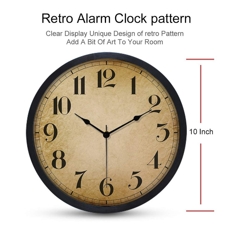 [Australia] - Gkwet Black Retro Wall Clock, Silent Non Ticking 10 Inch Quality Quartz Decorative Wall Clock, Round Easy to Read Home, Office, School Clock C 