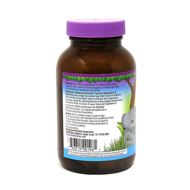 [Australia] - BlueBonnet Super Earth Rainforest Animalz Calcium Magnesium And Vitamin D3 Chews, Natural Vanilla Frosting, White, 90 Count 90 Count (Pack of 1) 
