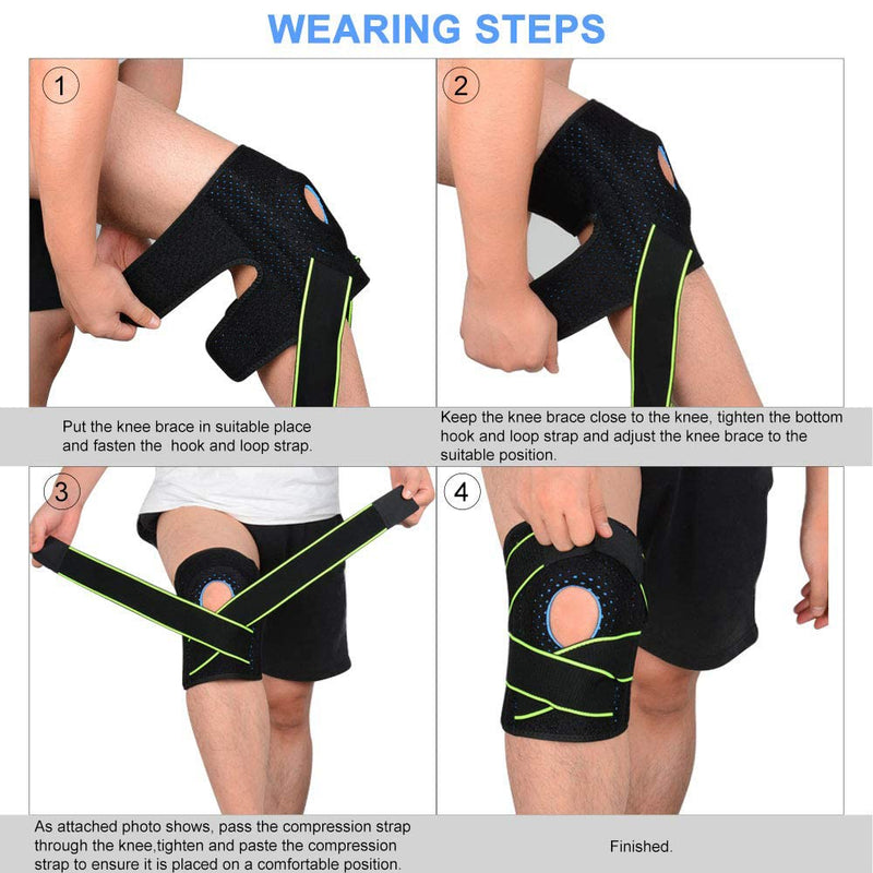 [Australia] - SupreGear Knee Brace, Adjustable Universal Knee Brace Patella Stabilizer Knee Pain Relief Patella Stabilizing Dual Compression Knee Sleeves with Hook Loop for Running Jumping Basketball Tennis, Green 