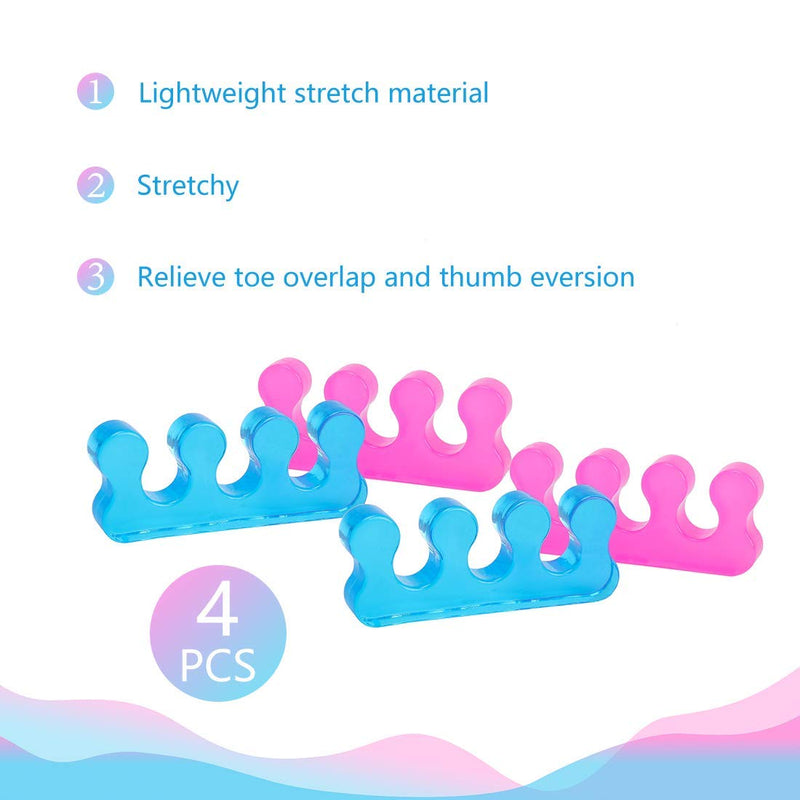 [Australia] - Toe Separators Pedicure,Pedicure Toe Separators,SUNFATT Repeatable Washable Toenail Dividers,Toe Separators for Nail Polish Application,4 Piece. 4 Count (Pack of 1) Pink and Blue Thick 