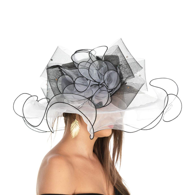 [Australia] - Women's Organza Church Kentucky Derby British Fascinator Bridal Tea Party Wedding Hat Summer Ruffles Cap Hjh-red Flower 